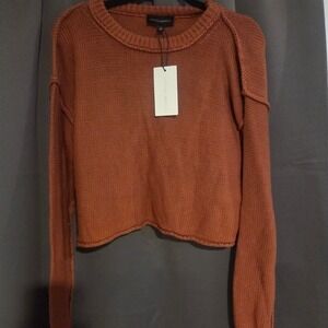 Cotton Candy LA Orange Knit Cropped Sweater, Women's Small, Long Sleeve,‎ NWT